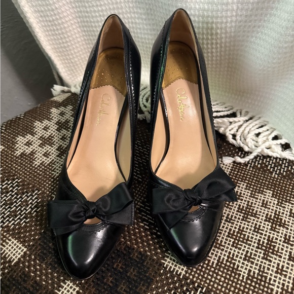 Cole Haan Black Stiletto Heels with Bow Detail 9.5 B - Picture 2 of 7